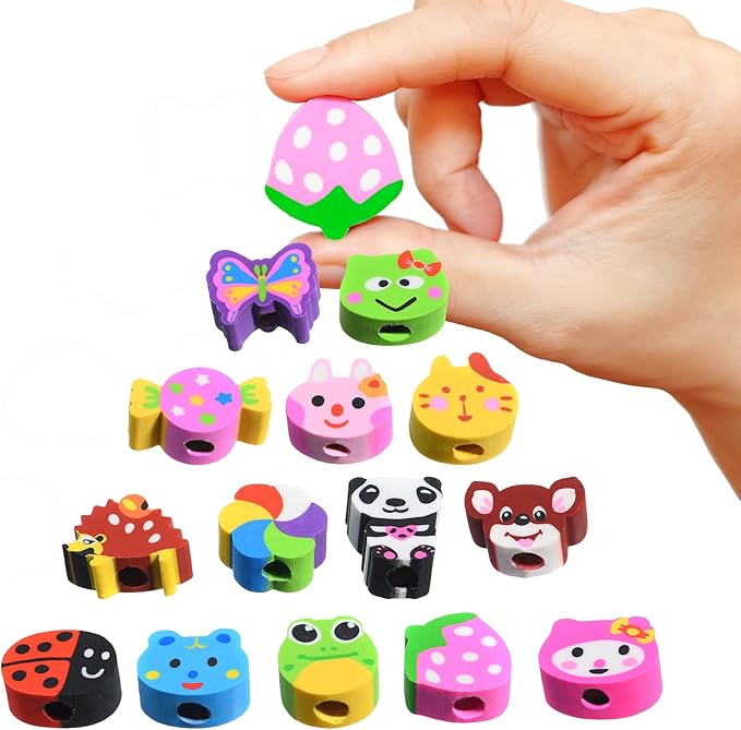 35PCS Fruit Animal Pencil Top Erasers Bulk for Kids,Fun Eraser Caps Cute Topper Erasers for Pencil for Back to School Party Gifts (Pattern Random)