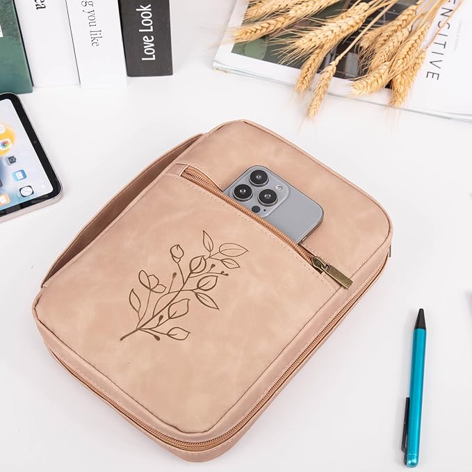PU Leather Bible Cover - Debossed Bible Case - Carrier - Gift Box with Pocket