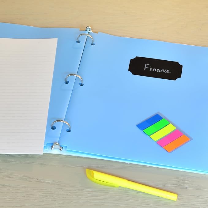 Youngever 6 Pack Heavy Duty Plastic Two Pocket Folders, Binder Dividers with Pocket, 3 Hole Punch Folder with Notches, Binder Folders (Light Blue)