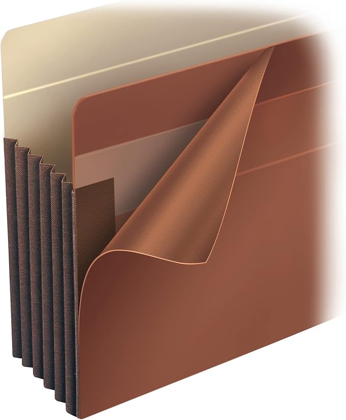 Smead End Tab Extra Wide TUFF® Pocket, Reinforced Straight-Cut Tab, 3-1/2" Expansion, Extra Wide Letter Size (10, Redrope)