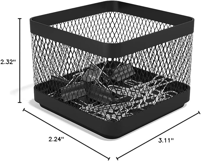 TRU RED Small Stackable Wire Mesh Accessory Holder, Matte Black, 3‑Pack – Desktop Organizer for Office Supplies