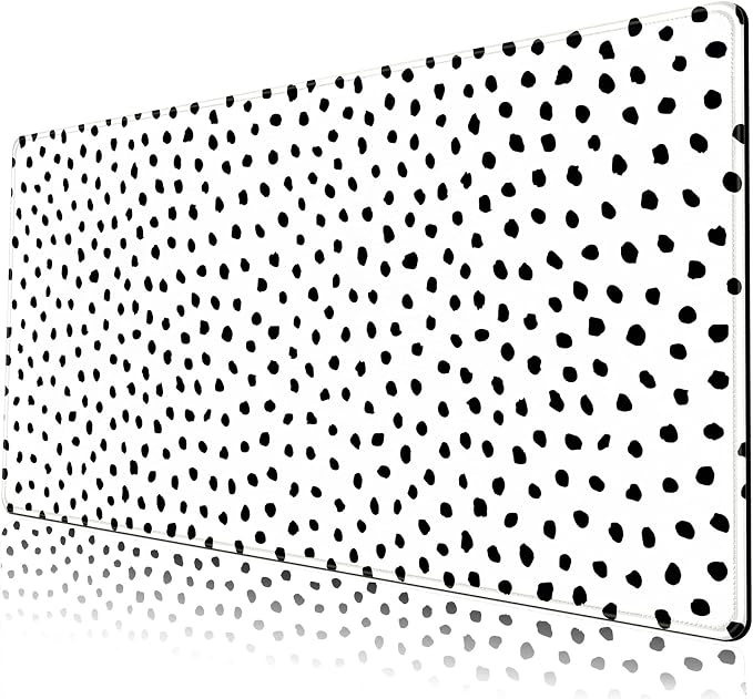 Boho Desk Mat, Polka Dot Large Mouse Pad Desk Pad Boho Desk Accessories for Women Office Decor, XXL Mousepad Long Laptop Keyboard Mouse Mat 31.5''X15.7'' Non-Slip Rubber Base with Stitched Edges
