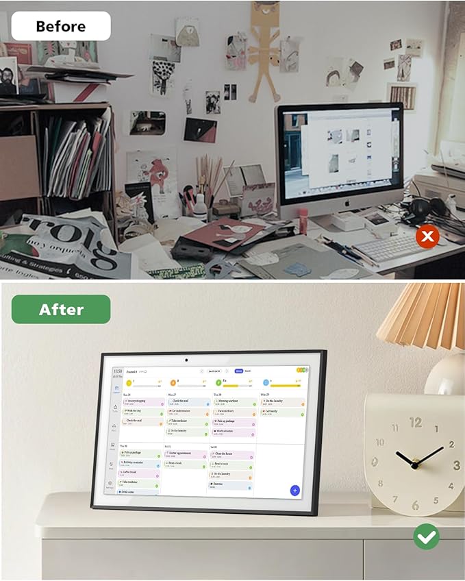 10.1" Digital Calendar Wall Touch Screen No Subscription Wall Mountable/Desk Digital Picture Frame Meal Planner & Chore Chart IPS Smart Electronic Family Organizer (White)