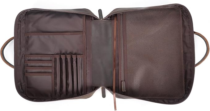 Polare Full Grain Leather Bible Cover Bag with Handle & Strap, Large Bible Carrying Case Organizer for Church Bible Study, Premium Christian Gift for Men and Women