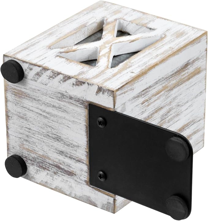MyGift Decorative Bookends with Pencil Cup, Shabby Weathered White Washed Wood Bookends, Desktop Book Ends with Pen Holder Stationery Storage Bins for Home Office, Classroom, Dorm Room