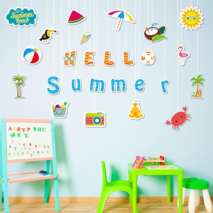 Hello Summer Cutouts Colorful Summer Beach Classroom Bulletin Board Decorations Summer Theme Wall Cut Outs Classroom Decor for School Party