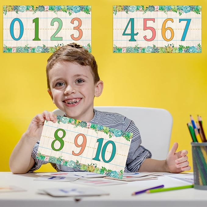 12 Pieces Alphabet Bulletin Board Strips Set Alphabet Line ABC Alphabet Banner & Number Border Posters for Preschool Kindergarten Classroom Playroom Bedroom (Succulent)