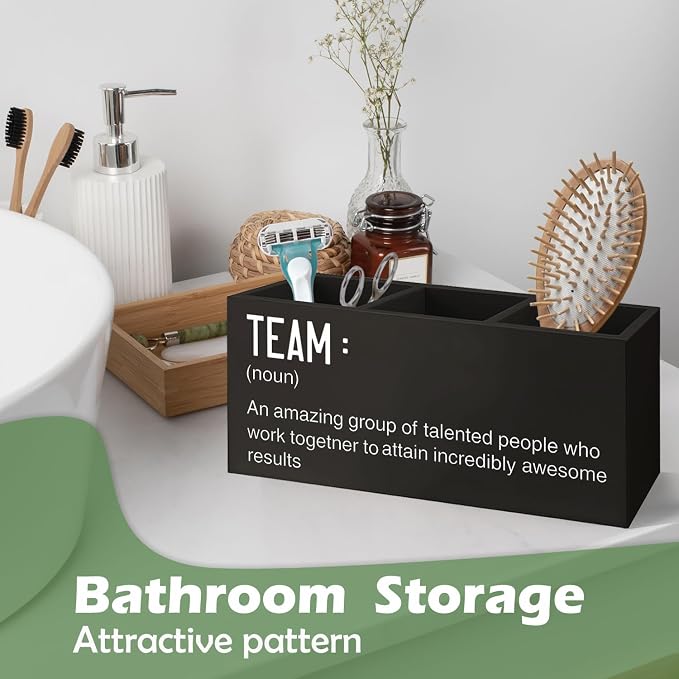 Office Gifts Decor Organizer Team Appreciation Wooden Pen Pencil Holder for Employees Coworkers, Teamwork Gifts, Office Desk Decorations Accessories for Work Women Men Home Desk