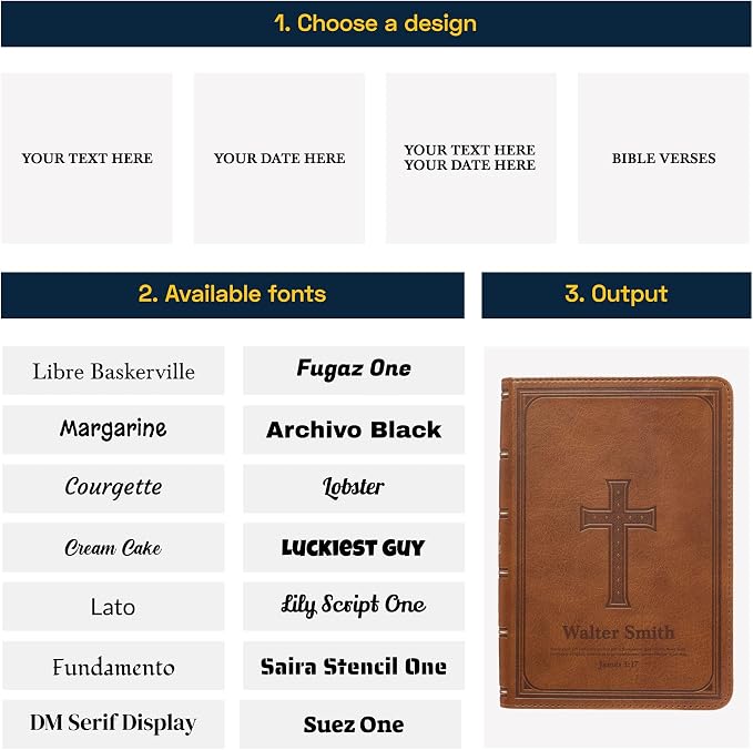 Personalized KJV Deluxe Holy Bible Honey Brown Faux Leather Medium Print Size with Heat-Debossed Celtic Cross Design | Custom with Name, Date or Text | Gift for Christian & Religious Celebrations