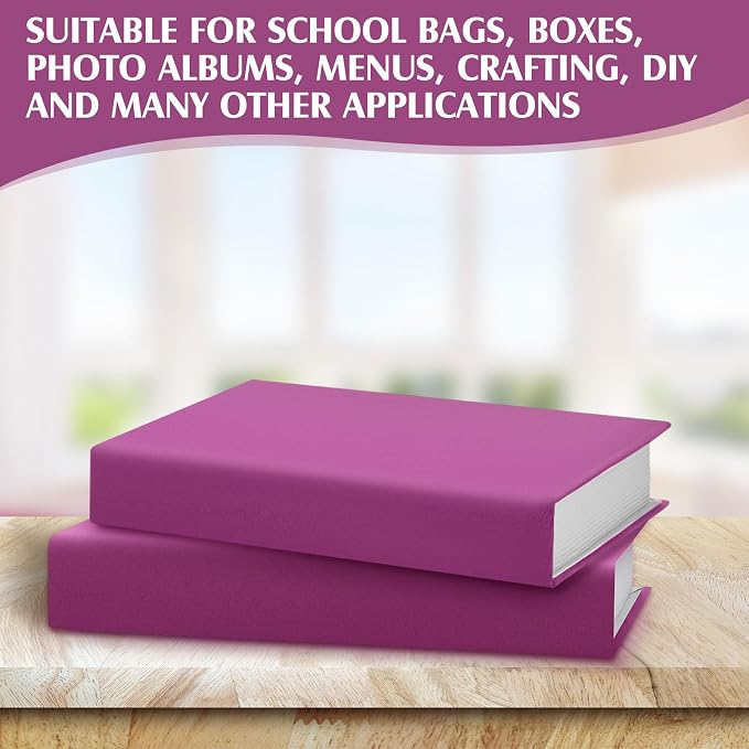 PerKoop Book Cloth for Book Binding 40 x 16 Inch Fabric Surface Paper Backed Bookcover Archival European Durable Strong Bookbinding Supplies Cover Books Album Scrapbooking (Purple)