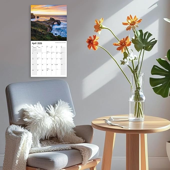 2026 Wall Calendar Planner Calendar - Sunset On The Beach Hangable Monthly Wall Calendar with Large Blocks for Organizing & Planning, Academic Schedule, Home, Office & family, Thick & Sturdy Paper