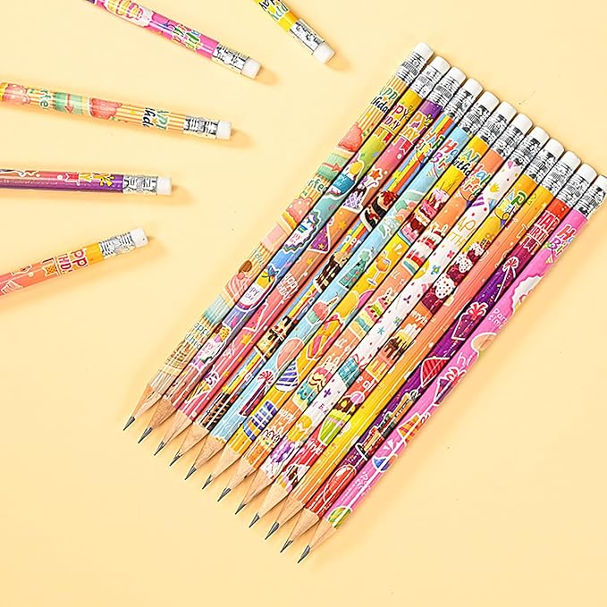48pcs Birthday Pencils with Eraser Wood Pencils Bulk for Birthday Office Supply (birthday, 48)