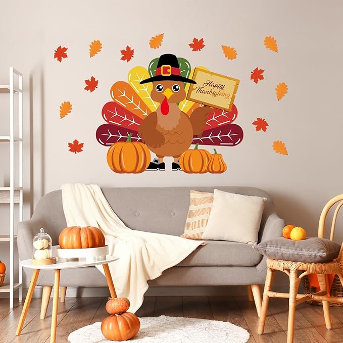 Turkey Bulletin Board Decoration Set Thanksgiving Turkey Crafts Kits DIY Printed Paper Turkey Cutouts Thanksgiving Decor for Home Party Decoration School Activities 30 Inch Tall - 34Pieces