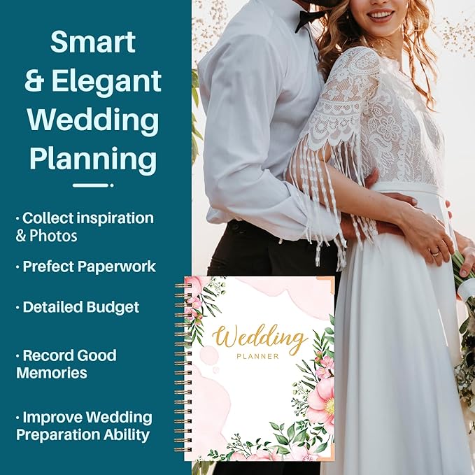 Wedding Planner - Wedding Planner Book and Organizer for the Bride, Wedding Planning Book Unique Engagement Gift for Newly Engaged Couples - Hardcover Bridal Planning Wedding Notebook 11" x 9"