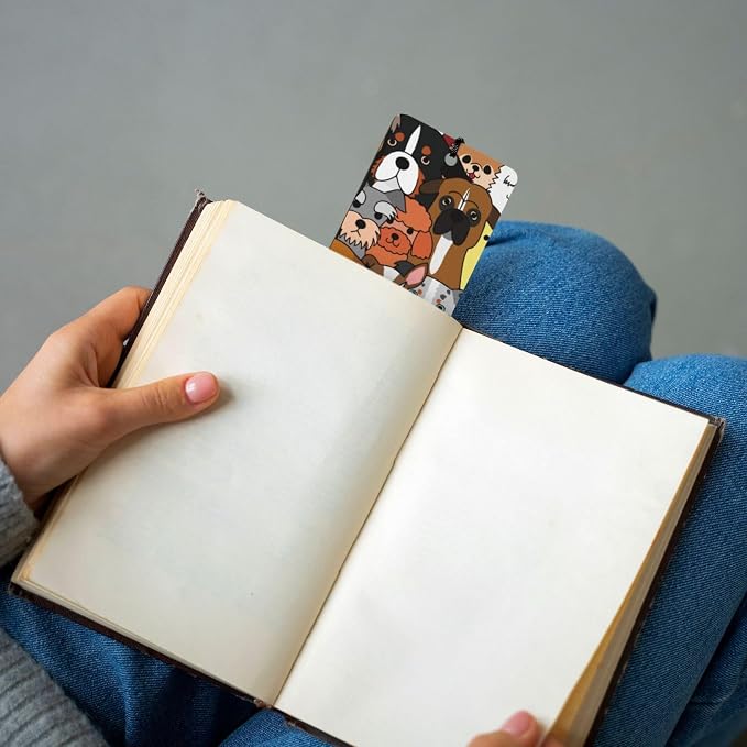 Cute Puppy Dog 5pcs Wood Bookmarks with Tassel for Planner Reading Book Lovers Accessory Readers Men Women 4.6 X 1.2 Inch