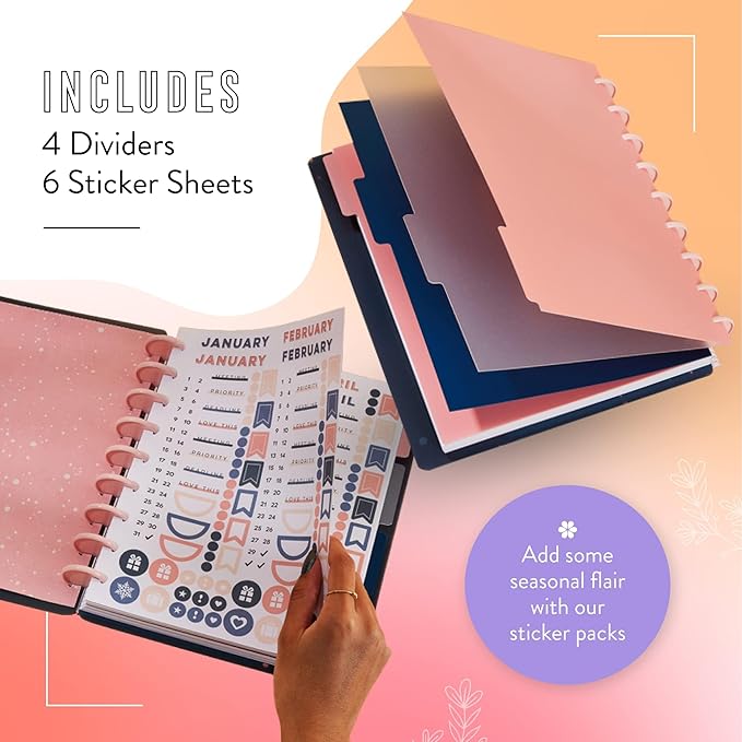 Happy Planner Plans + Notes 12-Month Undated Monthly Planner and Notebook Combined, Classic Size, 7 Inches by 9 1/4 Inches, Big Ideas