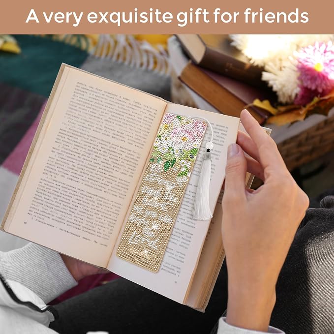 8 Pieces Christian Bible Verse Diamond Art Bookmarks 5d Christian Beaded Bookmark Acrylic Tassel Bookmark for DIY Making Beginners Adults Arts Craft Supplies (Floral Christian)
