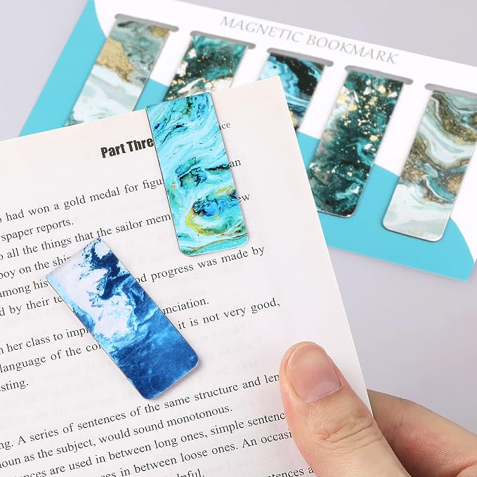 15 Pieces Bookmarks, Magnetic Bookmarks for Women, Men, Book Lovers, Page Markers for Students Teachers Reading (Multi Ocean)