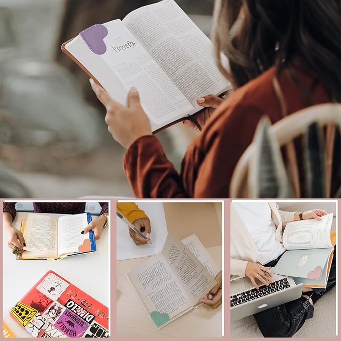 Leather Heart Bookmarks - Winjeto 6 Pieces Cute Corner Page Book Marks for Teachers Students Book Reading Lovers, for School Office Home Supplies (Love(6pcs))