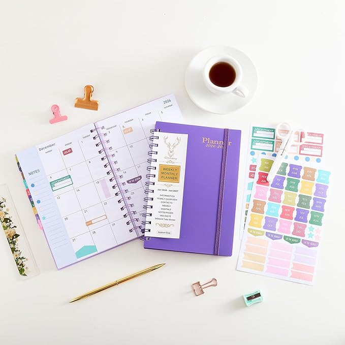 Daily Planner 2026-2027, Weekly and Monthly Planner 2026-2027 Academic Year, January 2026-June 2027 Calendar Planner, 8.2"×5.5", 18 Months, Agenda Book for Teacher, School Student(JAN.2026-JUN.2027 Light Blue)