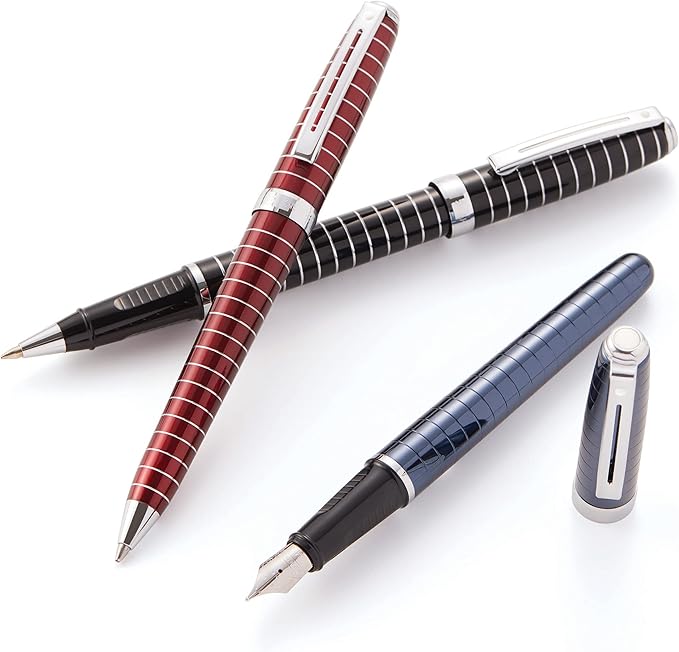 Sheaffer Prelude Merlot Lacquer w/Horizontal Line Engraving and Medium Nib Fountain Pen