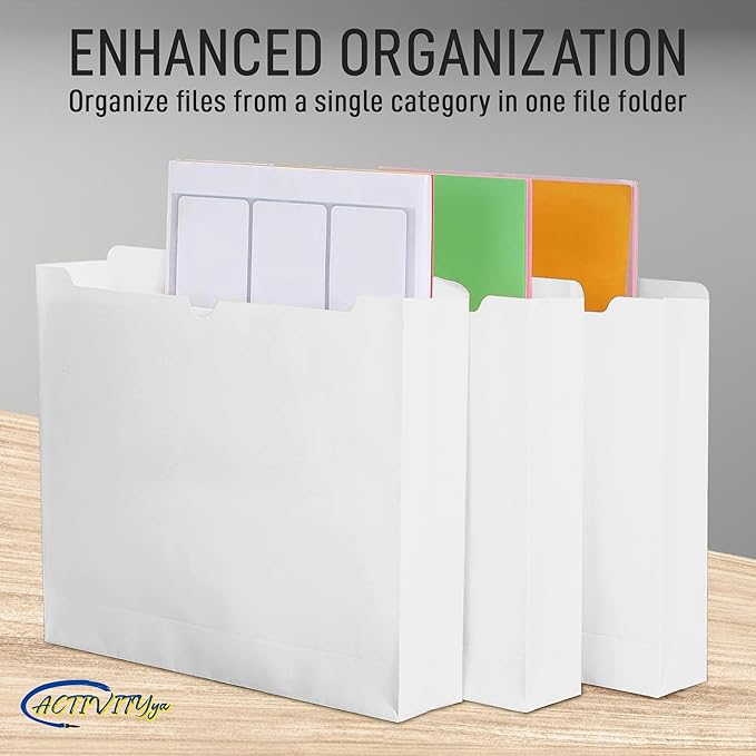 White File Jackets, 2 Inch Expansion, Letter Size, Reinforced Straight-Cut Tab, 6 Pack