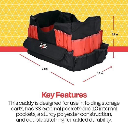 School Smart Small Caddy, White, 12 in H X 14 in W X 12 in L - 43 Pockets - 086293
