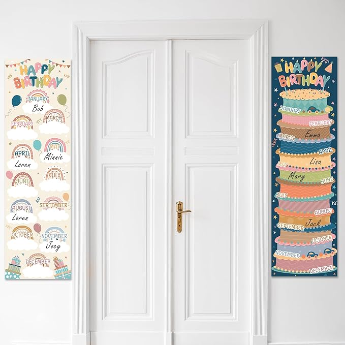 Lonfliness Happy Birthday Poster Chart Boho Birthday Bulletin Board Decorations Birthday Classroom Wall Door Decor for Calendars Bulletin Boards Nursery Homeschool Kindergarten Back to School Supplies