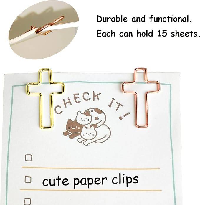 50 PCS Cross Paper Clips, Bible Study Supplies Bible Stuff Things Accessories Christian Gifts