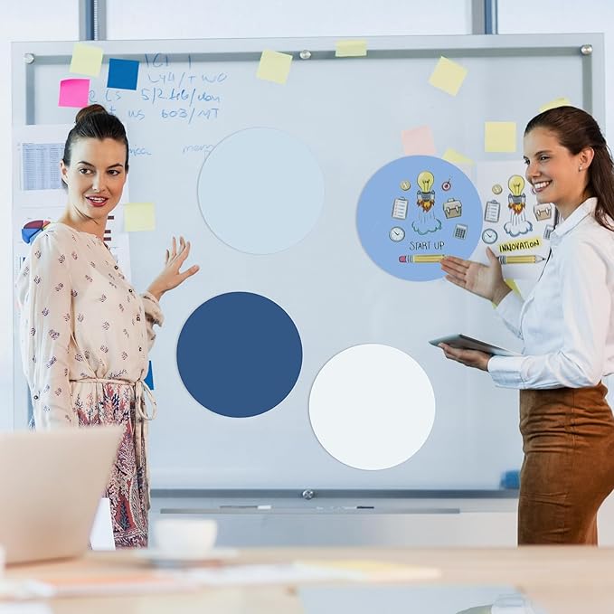 Lincia 24 Pack Colorful Erase Dots Circles 10.5 Inch Removable Vinyl Spot Dry Erase Desktop Writing Spots Set for 100th Day of School Classroom Table Teacher Students Home Desk Wall (Blue Colors)