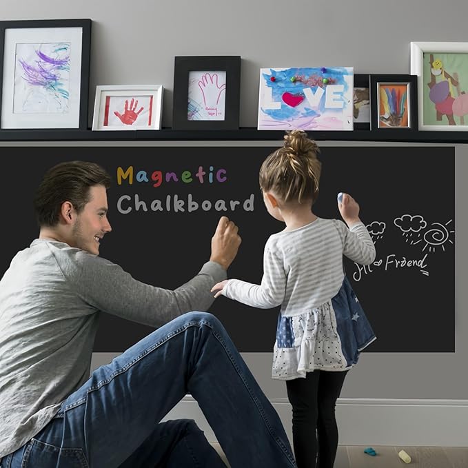 YOUNGJQ Magnetic Chalkboard Contact Paper for Wall 48" x 24" Self Adhesive Blackboard Wallpaper Peel and Stick Wall Decal Roll with Starter Kit for Home