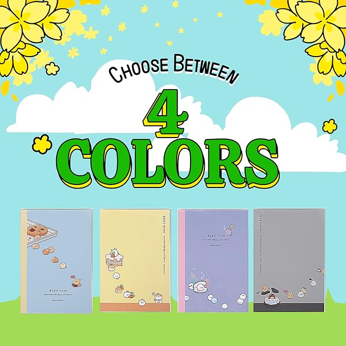 Kawaii Mini Korean Weekly Undated Planner + 1 dalgaru sticker sheet - 128 pages, Soft PVC Cover Cute Small stationery for school, academic, teens, women, girls (Cookie Dough (Blue))