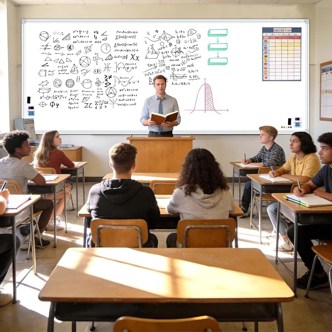 120"x48" Premium Belgian Enamel Whiteboard | Magnetic Dry Erase Board | Commercial Grade Porcelain Wall-Mounted Board | Zero Ghosting, Stain-Resistant Surface for Office, Home, Classroom (White)