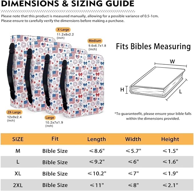Bible Cover for Women, 250 Year American Flag Carrying Religious Scripture Organizer Bag Zipper and Pockets PU Leather Bible Holder Patriotism Gifts for Women
