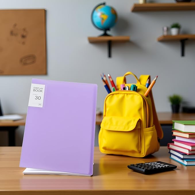 30 Pages Purple Diamond Storage Book - A4 Portfolio Folder for 60 Picture Pics, for Student Art Display Protects Artwork Pages for Sketches Documents(12.2x9.1in)