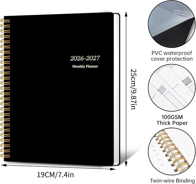 Monthly Planner 2026-2027, 2026 Calendar 24 Months Planner, 7.4"x9.4", JAN 2026 - DEC 2027, Personal Organizer with Monthly Goals, To-Do List, Habit Tracker, 24 Monthes for School Office Home Planning