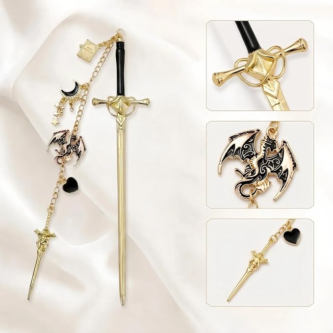Acotar Dragon Sword Bookmark - Fantasy Vintage Metal Book Marks Charm Moon Stars Page Marker Gifts for Reading Lover Women Men Students Teachers Reader Bookish Birthday School Accessories