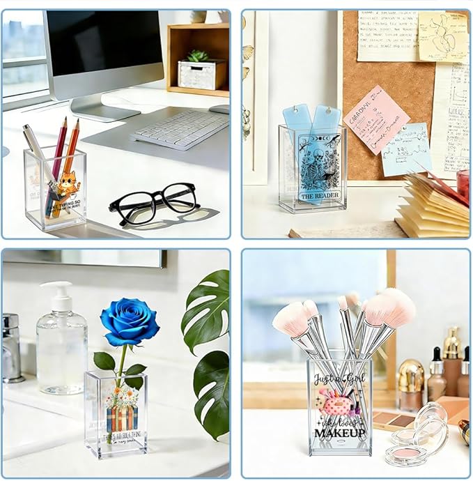 You Are Allowed To Be A Masterpiece Acrylic Pen Holder, Inspirational Gifts for Women Daughter Sister, Self Love Desk Organizer for Friend Student Teacher, Office School Encouragement Decor