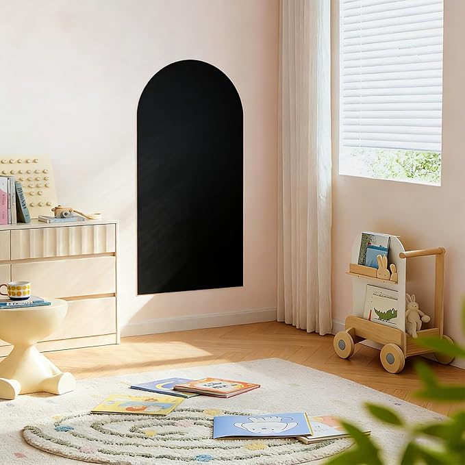 40 x 18 Arch Magnetic Wall Decal for Kids, Upgraded Self-Adhesive UnPeel Magnetic Chalkboard for Wall, Magnet Wall Drawing Learning for Playroom, School, Home(Black)