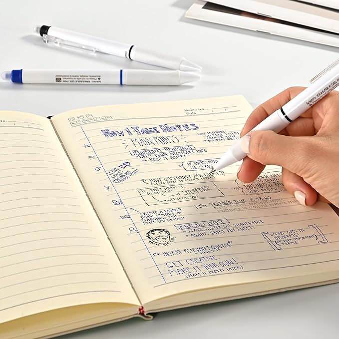 Erasable Gel Pens, 0.7mm Medium Point, 6 Count, Black and Blue Ink, Erasable Pens Clicker + 6 Counts Refills, Make Mistakes Disappear for Writing Planner Drawing and Crossword Puzzles