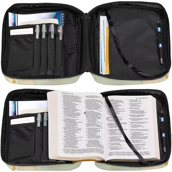 Coldinair Hummingbird Floral Bible Covers for Women Carrying Book Bible Case Church Bag Bible Protective with Handle & Zippered Pocket