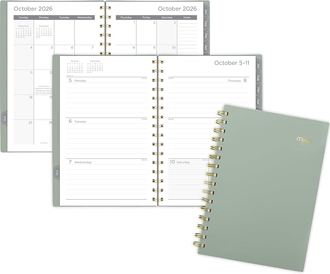 Mead 2027 Planner, Weekly & Monthly, 15-Month Oct-Dec, 5.5" x 8.5", Soft Grass (1806-200-27)