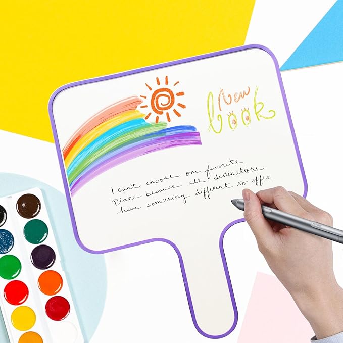 3 Pack Dry Erase Answer Paddles 10''x 8'' - Double Sided Handheld Mini Whiteboards with 3 Colorful Erasers Voting Auction Boards Small Writing Board for Office Classroom Teacher Supplies and Games