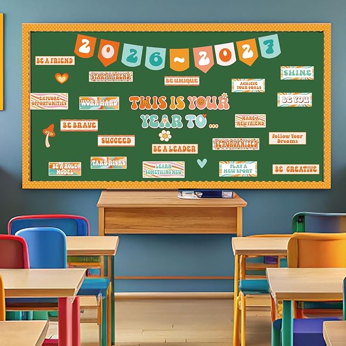 Classroom Bulletin Board Decorations, This is Your Year to Bulletin Board Sets, Growth Mindset Positive Affirmations Wall Decor for Teacher Groovy Welcome Back to School Classroom Door Wall Decors