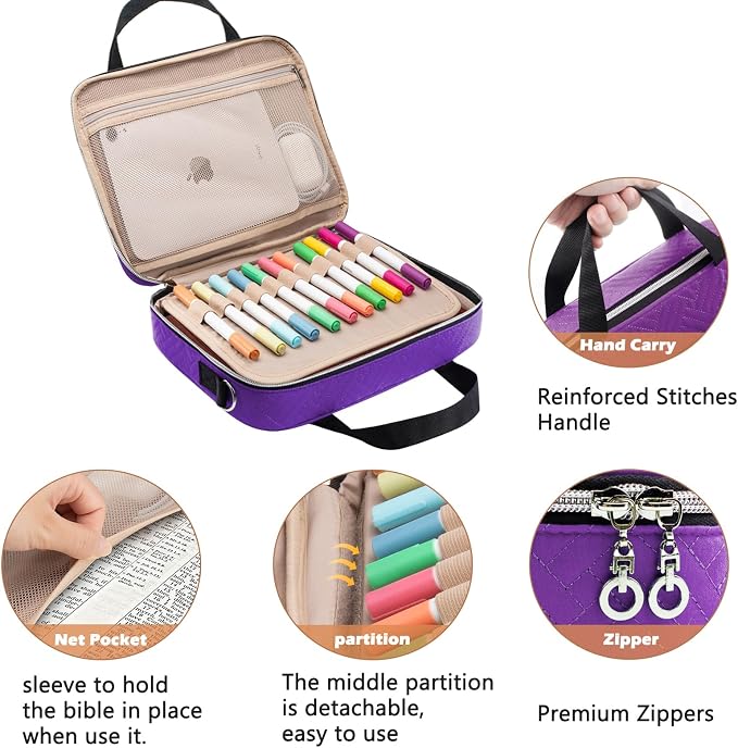 Aplufine Large Bible Case for Women-Bible Covers-Bible Carrying Case-Book Bags and Totes for Women with Detachable Shoulder Strap, Bible Gift