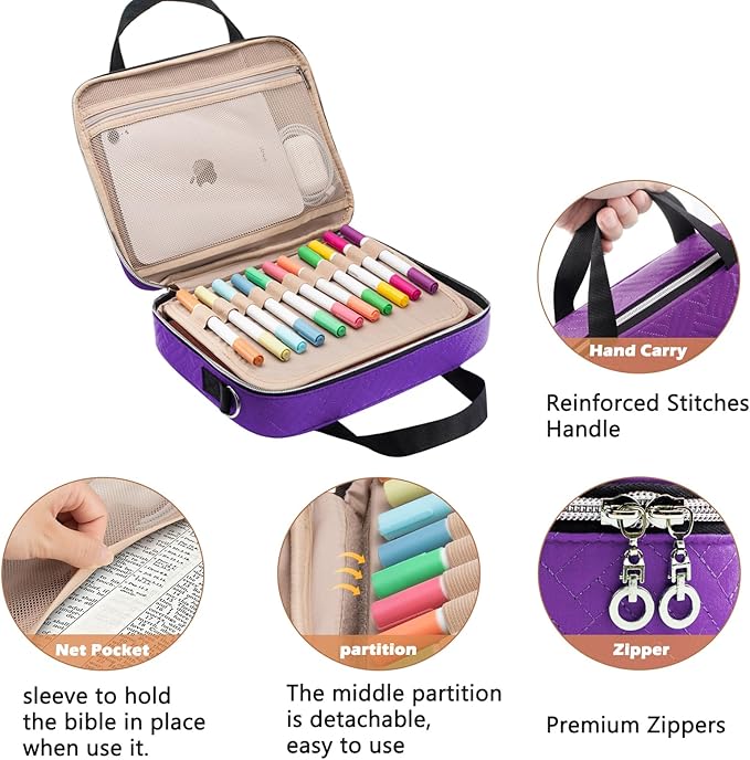 Aplufine Large Bible Case for Women-Bible Covers-Bible Carrying Case-Book Bags and Totes for Women with Detachable Shoulder Strap, Bible Gift