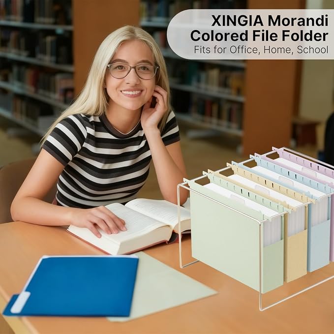 XINGIA Plastic Hanging File Folders, Letter Size with 2'' Expansion, 12 Pack Expandable Hanging Folders with Tabs,Hanging File Folder Organizers for Office School Home Filling Cabniet -Assorted Color
