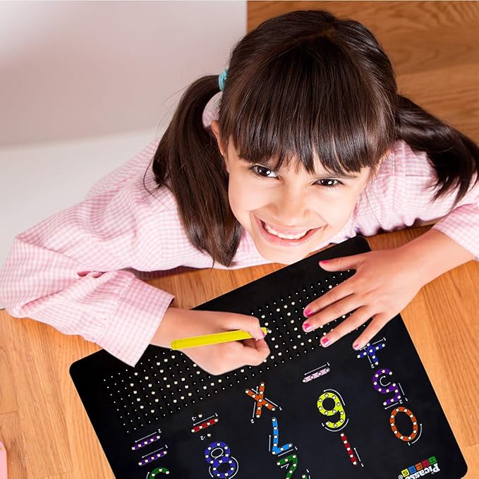 PicassoTiles Magnetic Board Alphabet + Number + Freestyle Writing, 2-in-1 ABC A-Z Upper Case Capital and Lowercase Letter Writing Reading Playboard 12x10 inch Large Magnet Tablet Pad Erasable Reusable