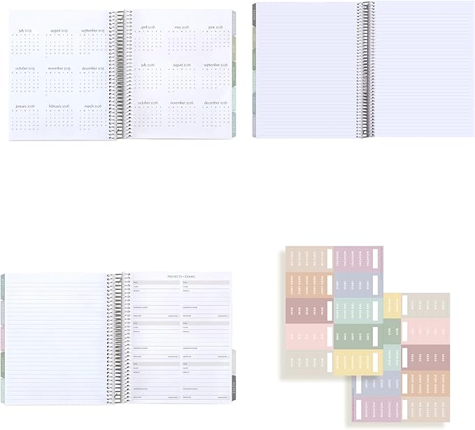 7x9 Coiled Academic Planner (January 2026 - December 2026) - Fruity Cherry cover, Pastel Minimal theme, platinum coil