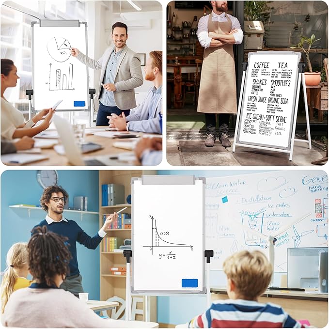 MaxGear Double Sided Whiteboard with Stand, 36" x 24" Large Dry Erase Easel Whiteboard, Height Adjustable Aluminum Alloy Frame, Portable White Board for Office Classroom Teaching